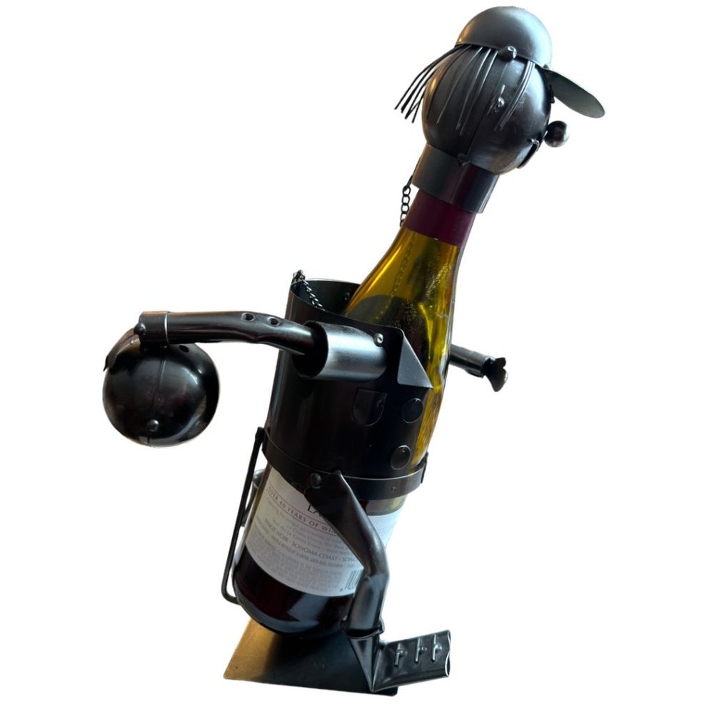 BOWLER Wine Bottle Holder Storage Caddy Recycled Metal Steel Olive Oil Vinegar - Picture 13 of 14